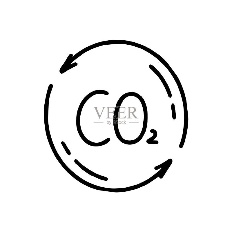 二氧化碳气候变化绿色能源概念图标素材