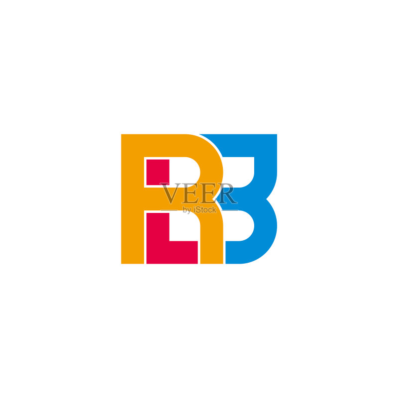 字母RLB彩色几何Logo图标素材