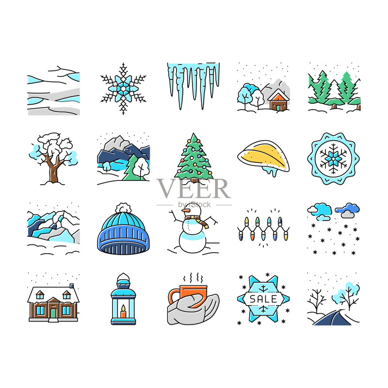 冬季雪季自然图标矢量图图标素材