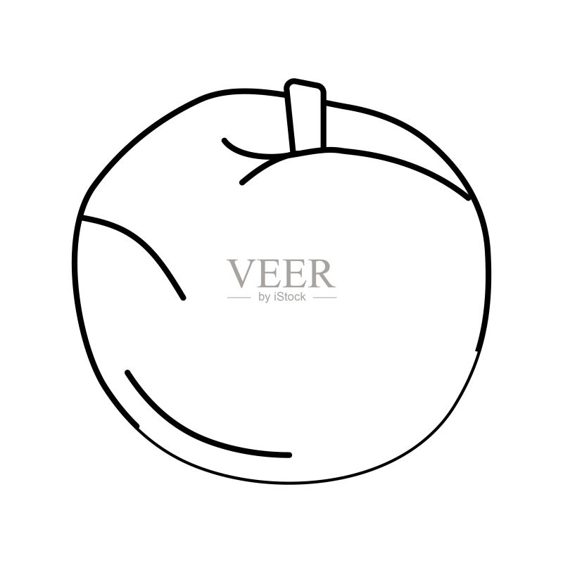 成熟桃子线条图标矢量图图标素材