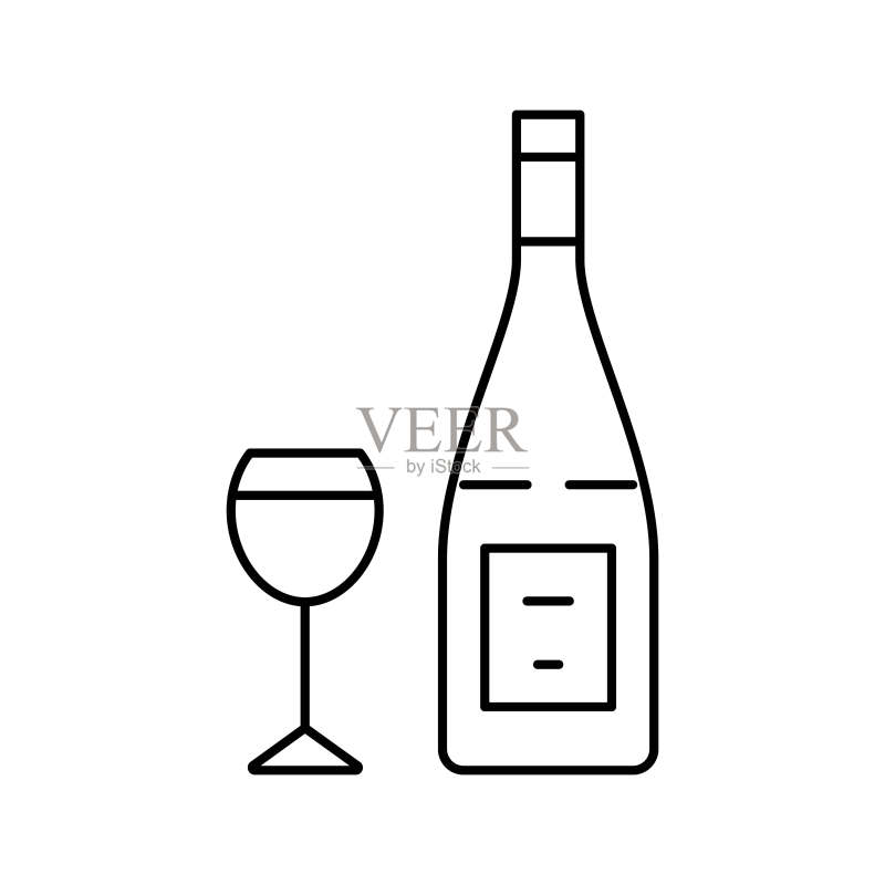 黑皮诺红酒线条图标矢量图图标素材