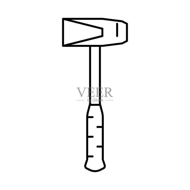 劈柴锤工具线性图标矢量插画图标素材