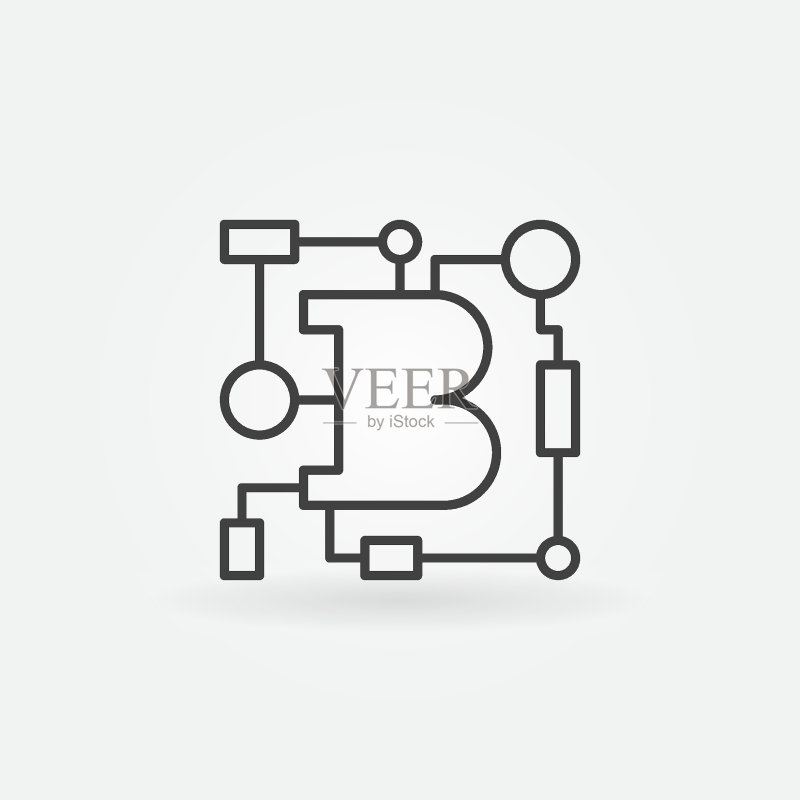 区块链技术矢量轮廓图标图标素材