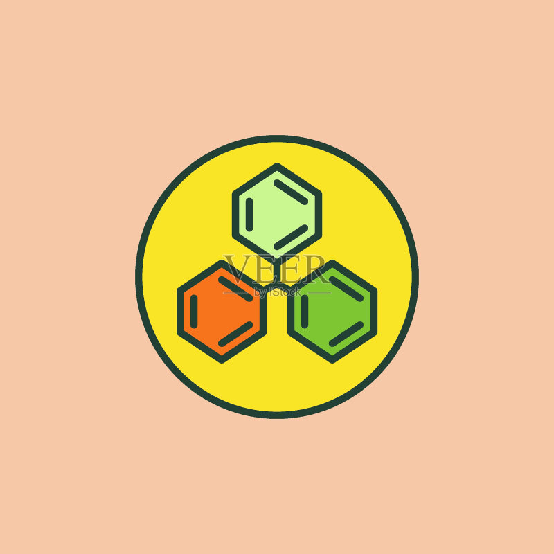 六边形化学分子式彩色图标图标素材