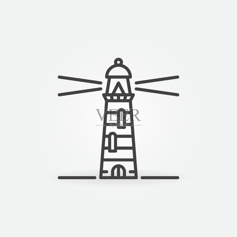 灯塔建筑矢量概念细线图标或logo图标素材