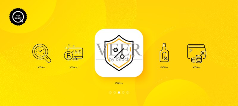 钱包、比特币系统和时间管理简约线条图标矢量素材图标素材