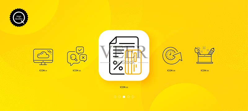 检查、更新时间和创意概念极简线性图标(用于Web应用程序、印刷,矢量图)图标素材