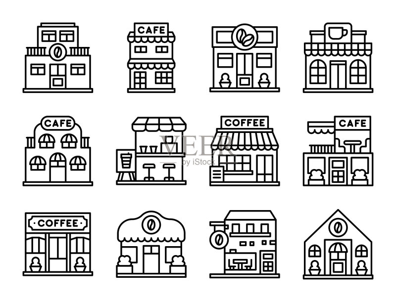 咖啡店线性图标合集6,矢量素材图标素材