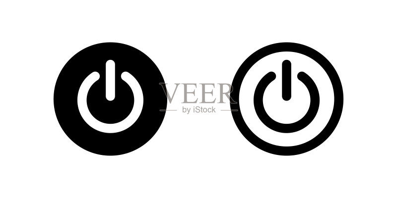 启动按钮图标。关闭按钮符号。黑色。矢量标志图标素材