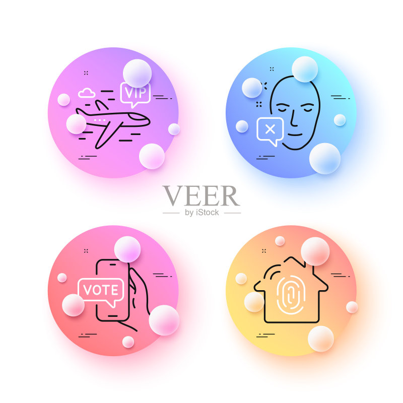 在线投票指纹访问和面部识别图标素材