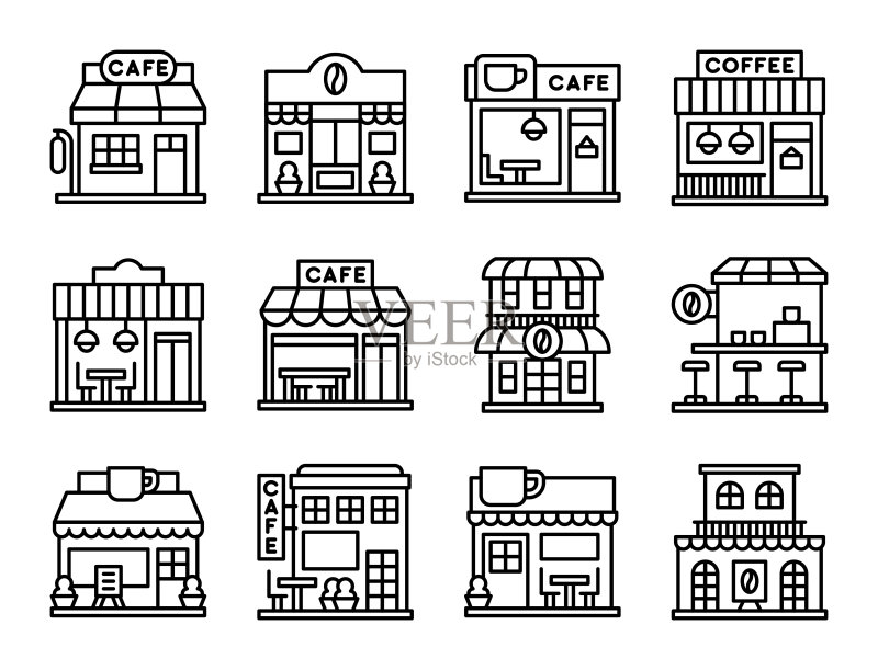 咖啡店线条图标合集3,矢量素材图标素材