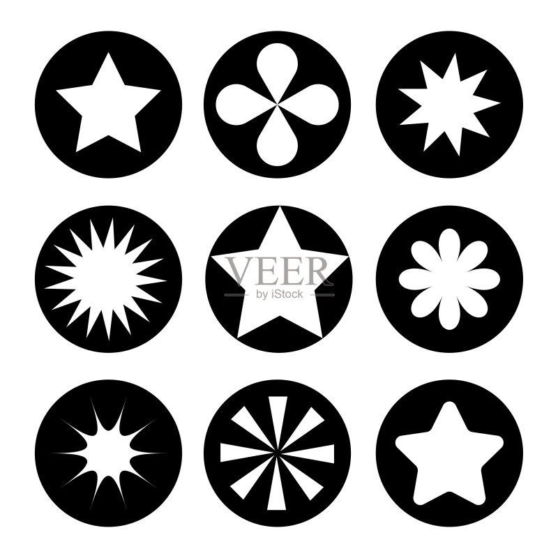 抽象图标,星形图标,黑色星星圆形图标矢量素材图标素材