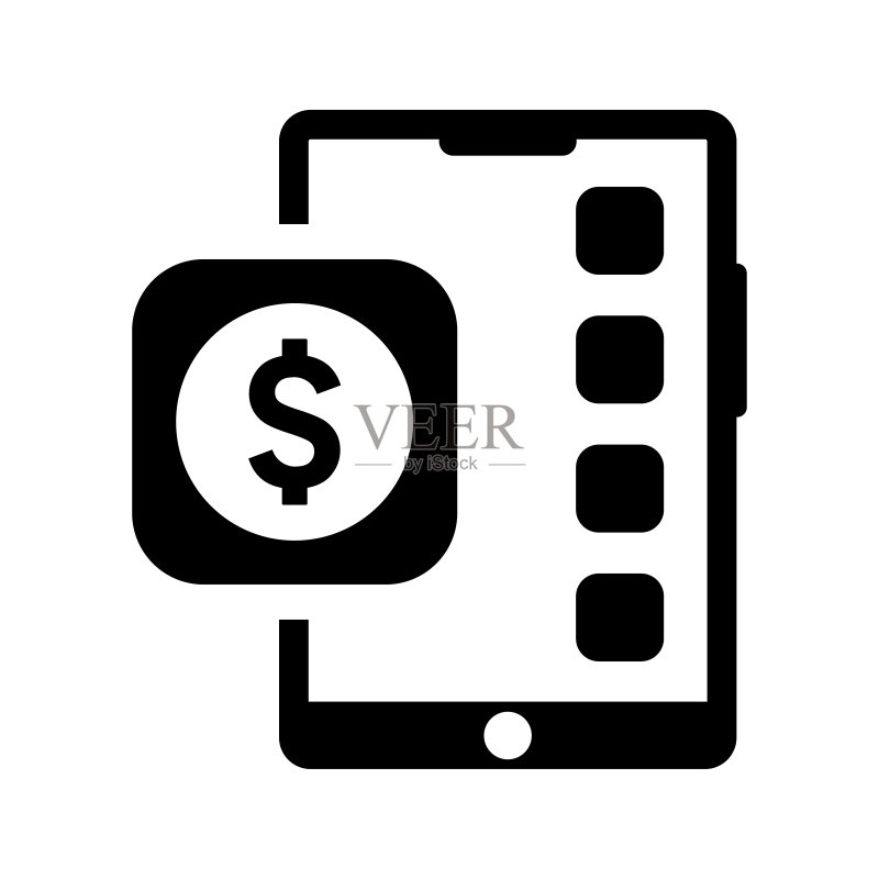 移动App盈利图标黑色矢量设计图标素材