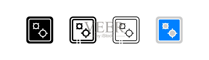 保险箱图标:信用卡、银行卡、自动取款机、钞票、支付终端等非接触支付概念图标素材