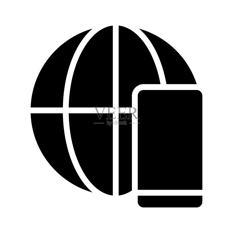 全球通信黑色字形图标图标素材