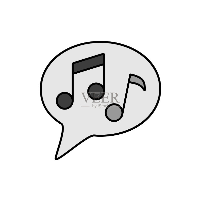 音符语音气泡矢量灰度图标图标素材