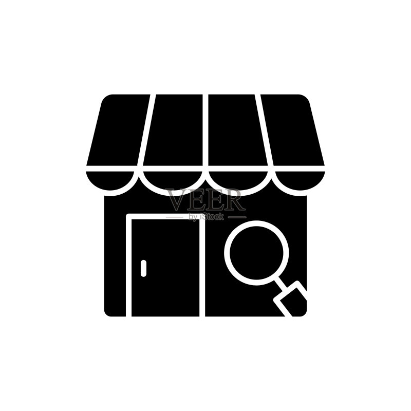 带搜索功能的店铺图标插画,字形图标样式,适用于店铺搜索图标,电商相关图标,可编辑的简约矢量设计,32 x 32像素完美图标素材