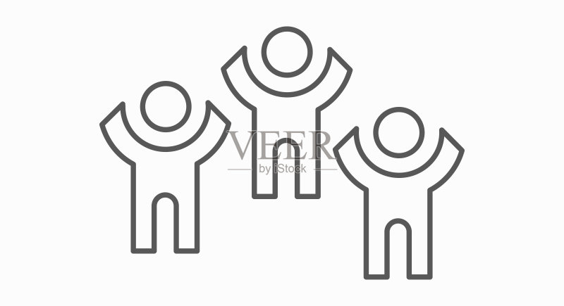 欢呼雀跃的人火柴人线条图标图标素材