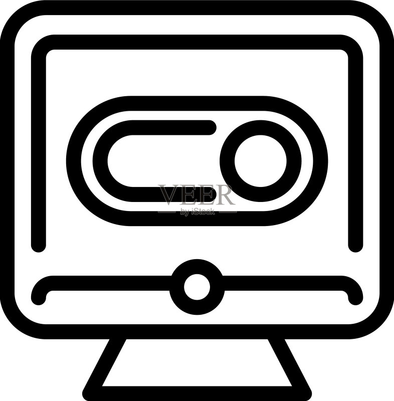 媒体监控器轮廓排毒数字图标图标素材