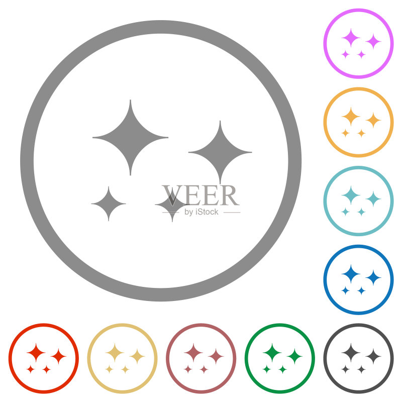 带轮廓的眩光星星实体扁平图标图标素材