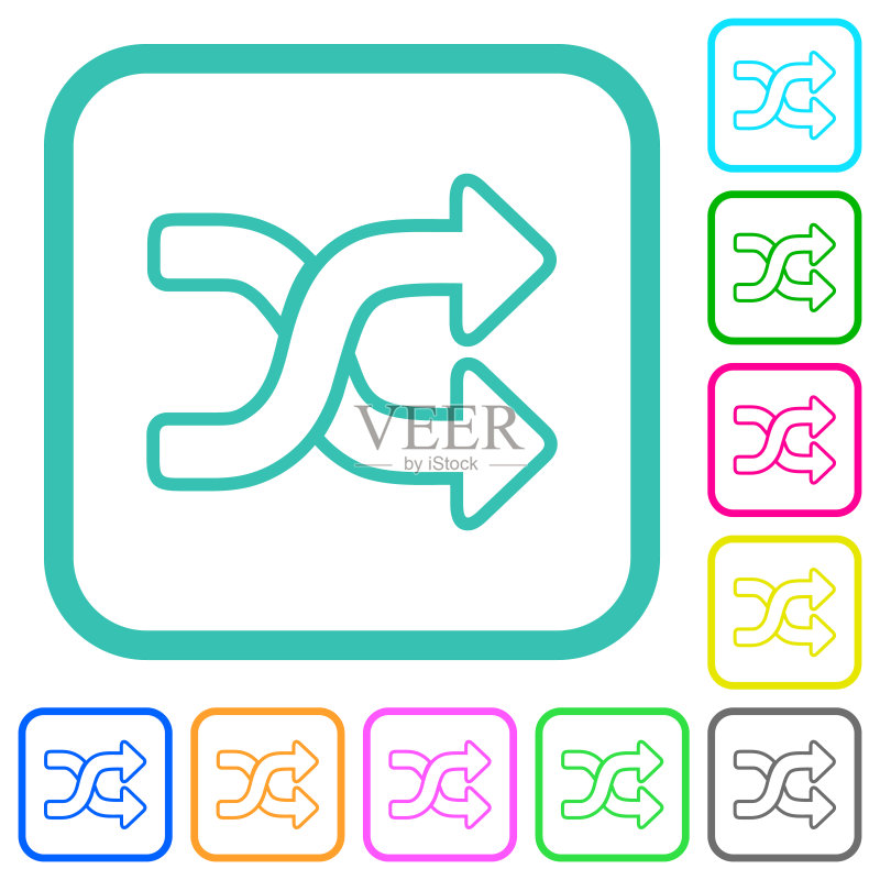 随机播放轮廓鲜艳的彩色扁平图标图标素材