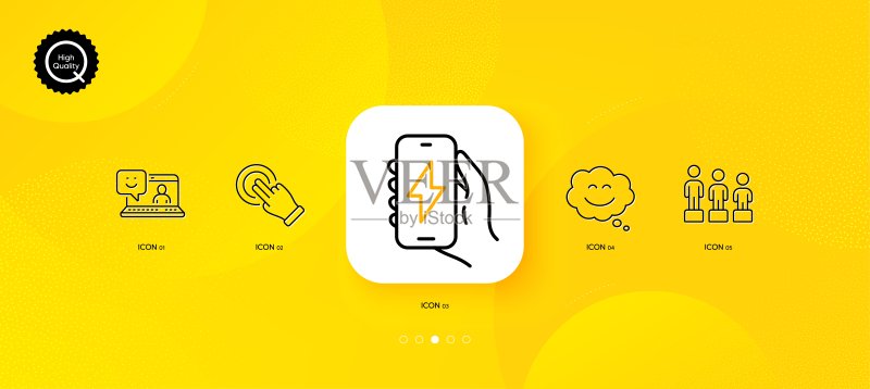 微笑聊天、平等和充电App极简线性图标矢量素材图标素材