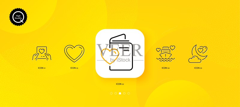 爱的夜晚、文档和爱心极简线条图标矢量素材图标素材