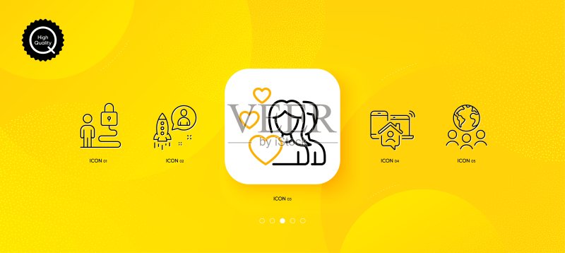 启动、在家工作和情侣极简线条图标,矢量素材图标素材