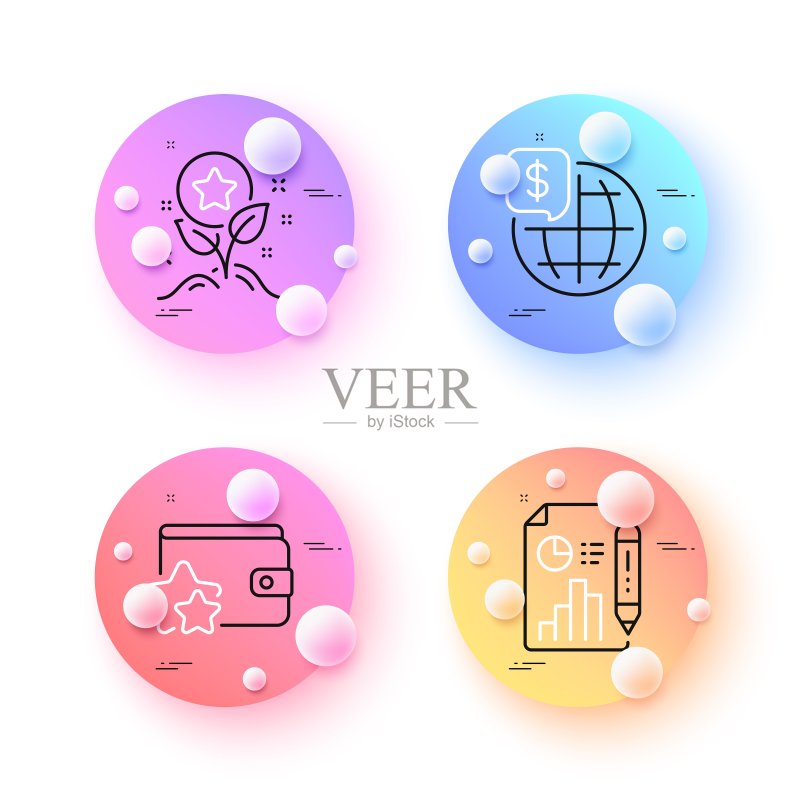 全球货币、会员积分和忠诚度计划极简线条图标。适用于Web应用程序、印刷。矢量图标素材