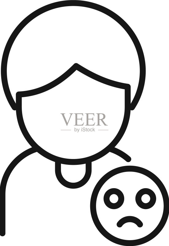 社交媒体上的悲伤不喜欢图标轮廓图标素材