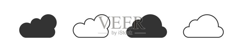 云图标矢量图集:线性和字形风格云符号矢量图图标素材