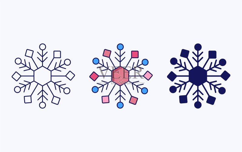 雪花线性符号图标,矢量插图图标素材