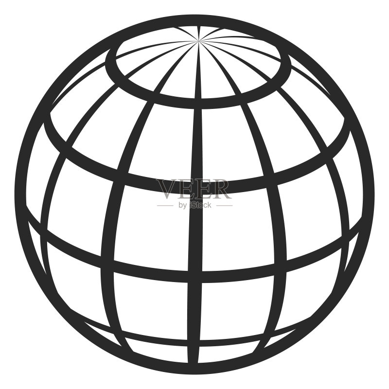 世界网格球体图标。地球线性符号图标素材