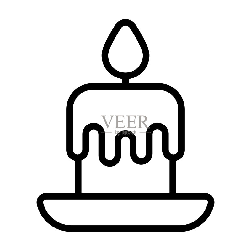 圣诞新年蜡烛线条图标图标素材