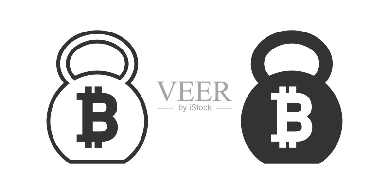 带比特币符号的壶铃图标矢量图图标素材