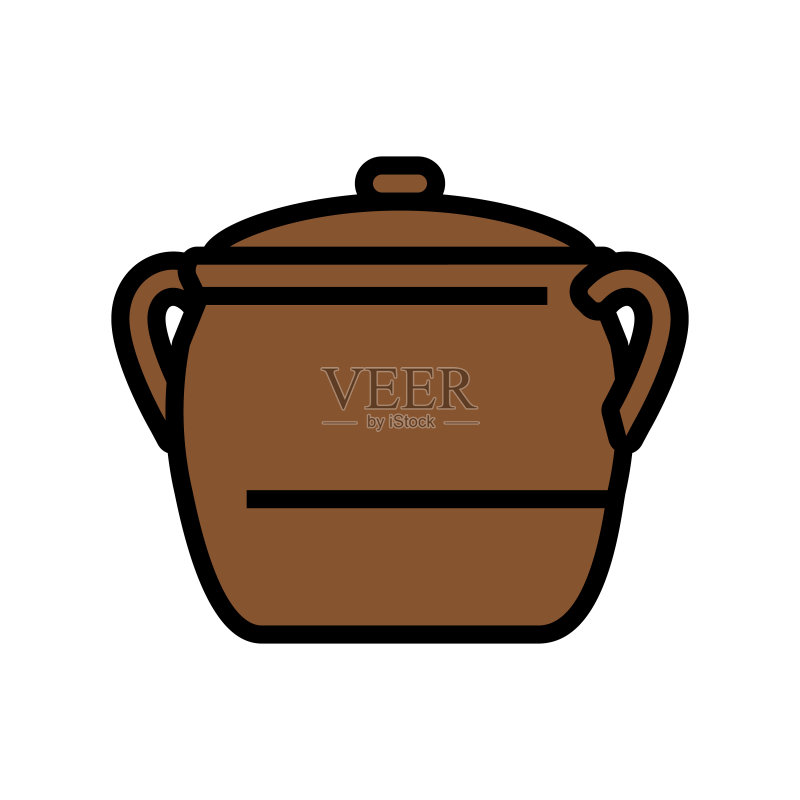 传统锅具烹饪彩色图标矢量插画图标素材
