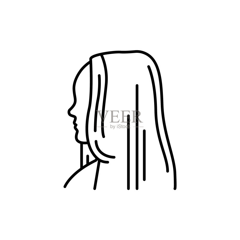 女人直发彩色线条图标图标素材