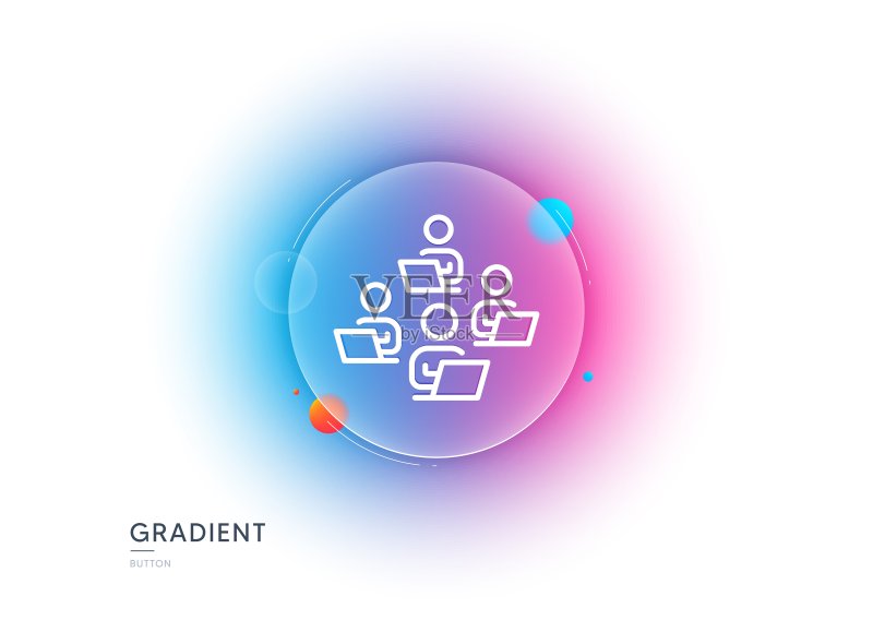 团队合作线性图标。远程办公标志。渐变模糊按钮。矢量图标素材