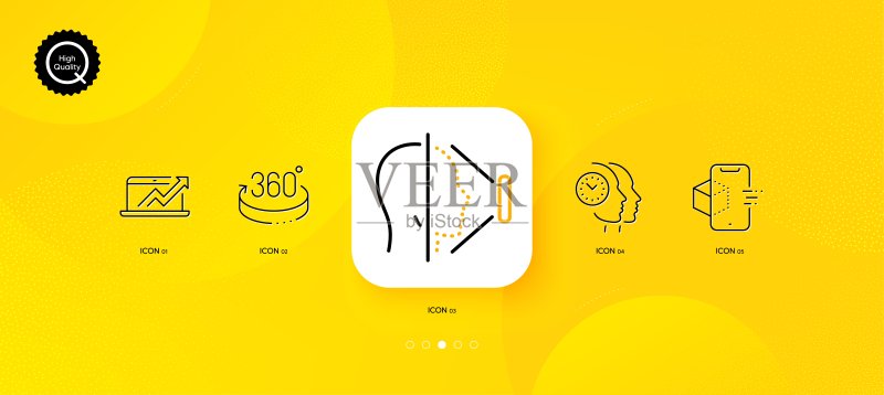 360度,销售图表和时间管理细线图标矢量素材图标素材