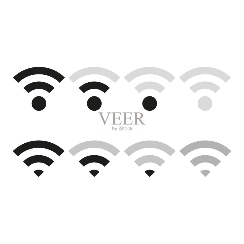 网页设计的Wifi图标:互联网概念,计算机技术概念矢量图图标素材