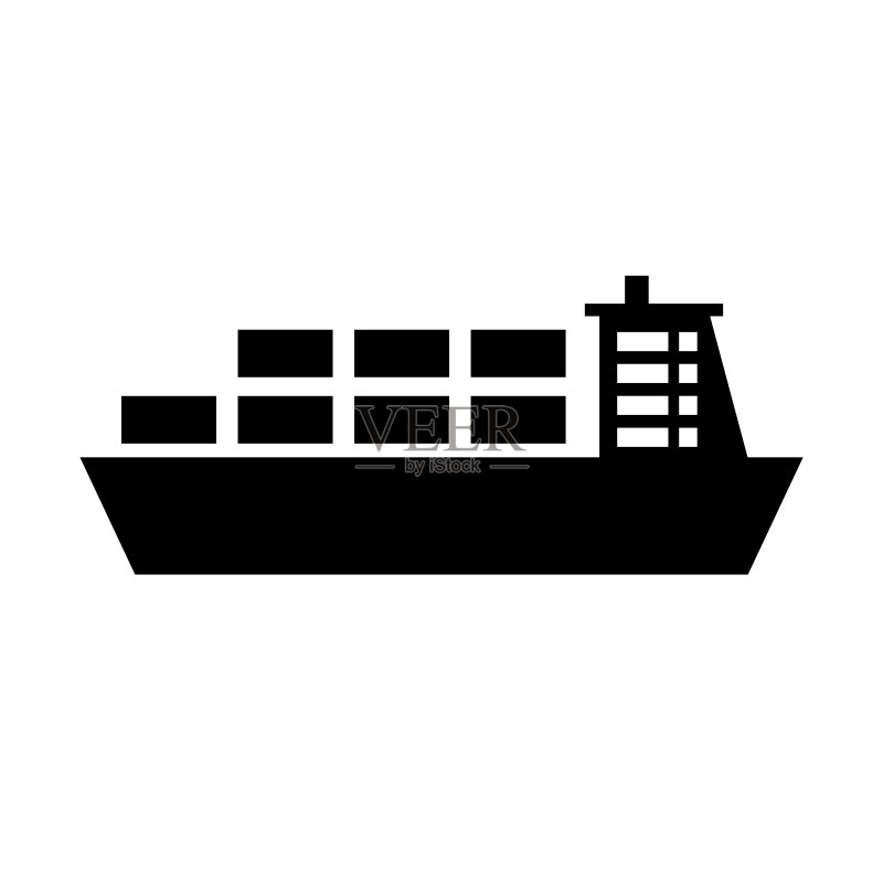 货运载具轮廓图标。海上运输。矢量。图标素材