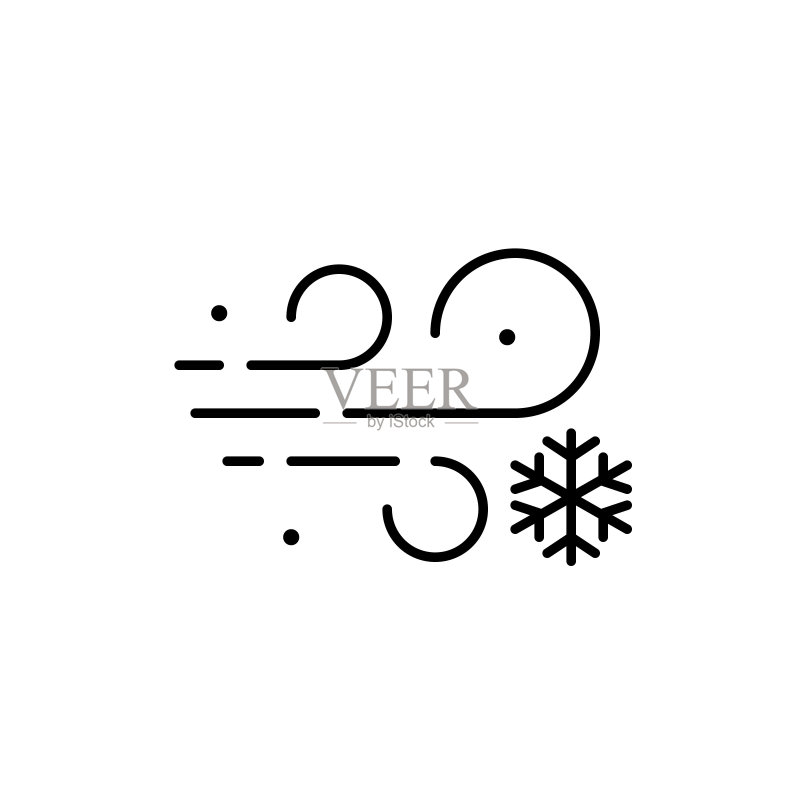 暴风雪冬季天气预报像素完美可编辑笔触简单线条图标图标素材
