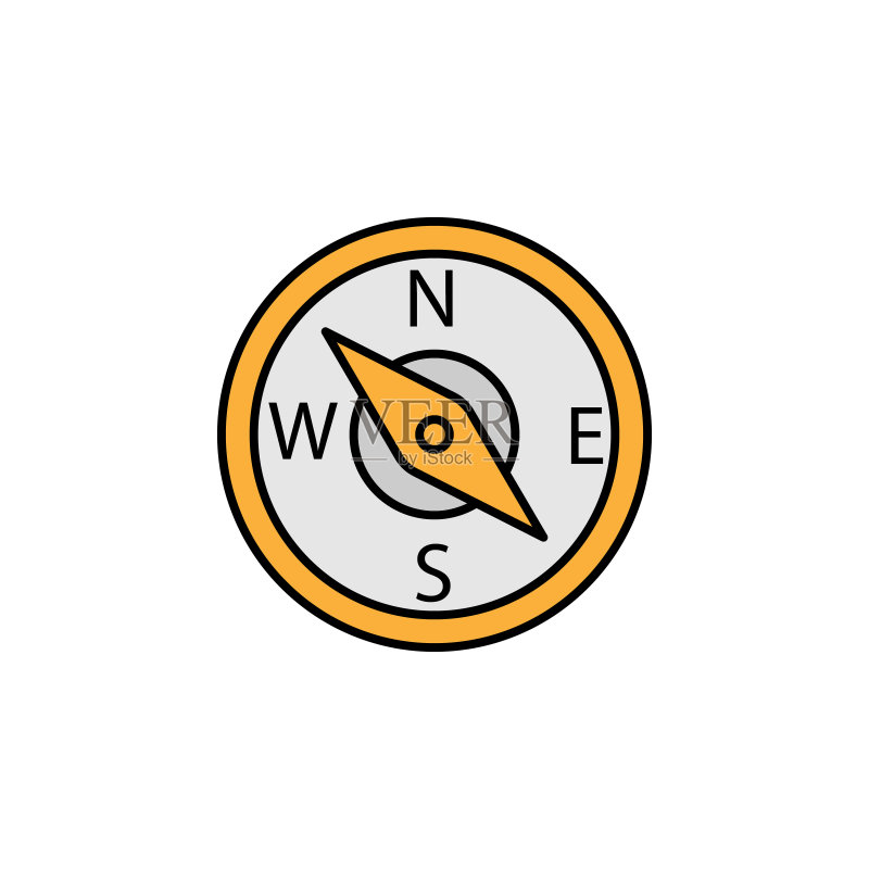 白色背景上的罗盘、旅行、地图线条图标。登山元素图标,可用于网页、Logo、移动应用、UI、UX图标素材