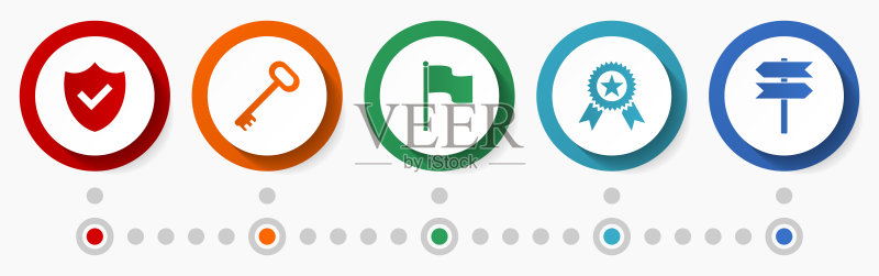 互联网符号矢量图标集,扁平设计彩色按钮,信息图表模板图标素材