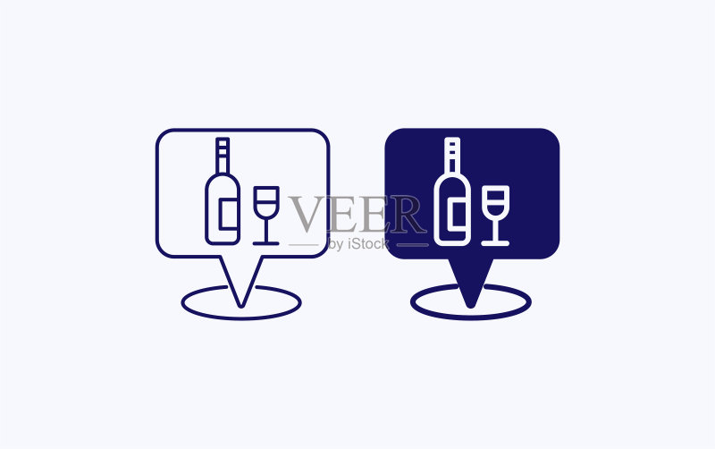 餐厅位置,酒吧地图指针矢量图图标素材
