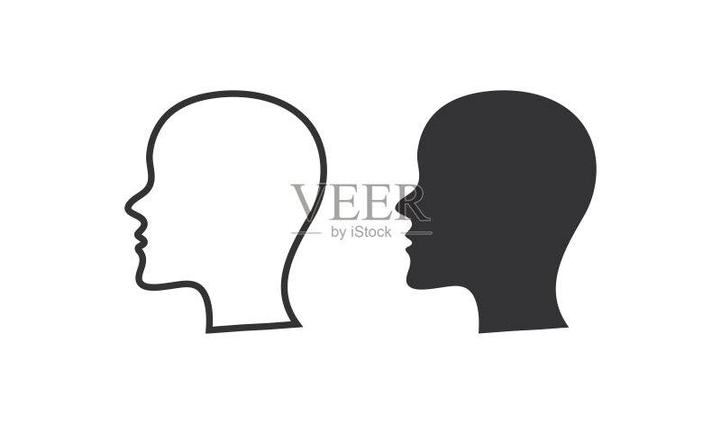 人头像图标,人脸轮廓图图标素材