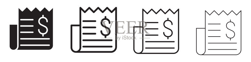 账单线条和实体图标图标素材