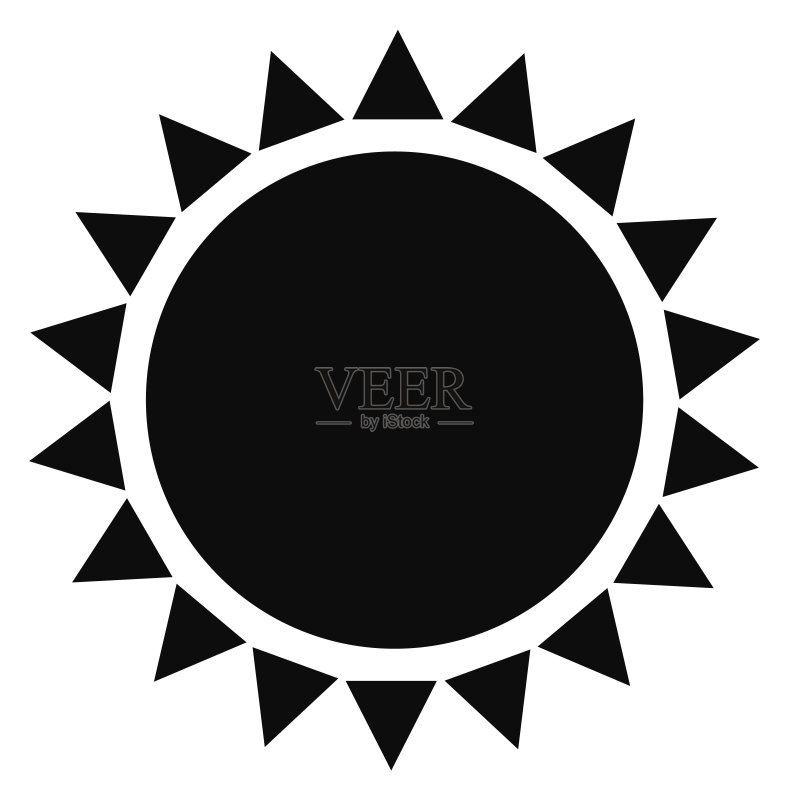 黑色太阳图标:夏季炎热天气图标素材