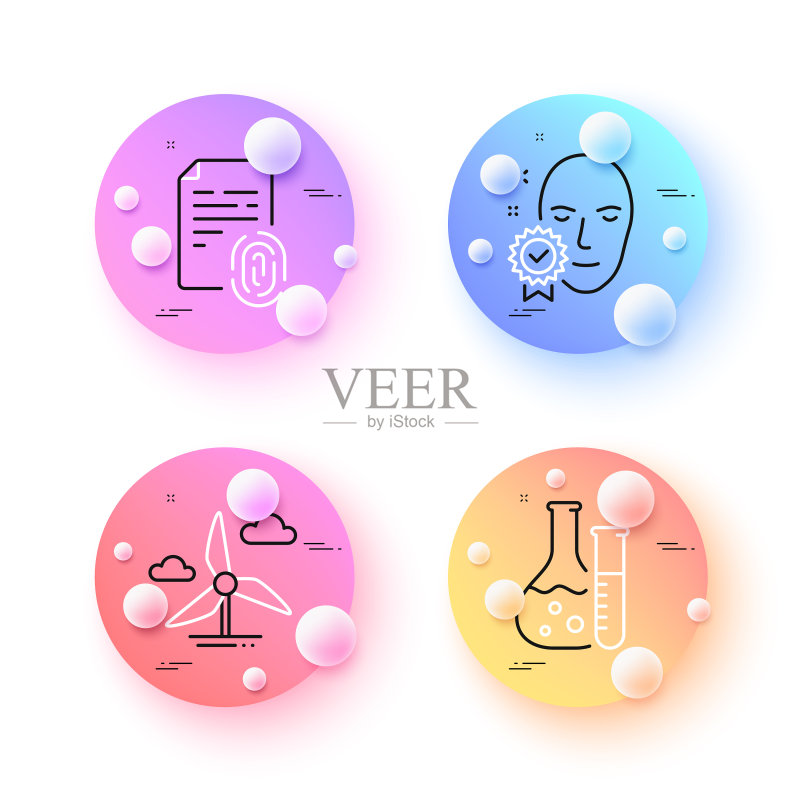 人脸识别指纹与风力涡轮机图标素材