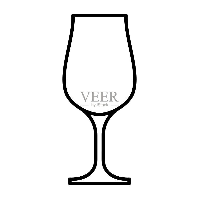酒杯轮廓图标:含酒精饮品的玻璃杯矢量图图标素材